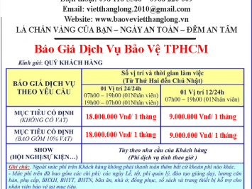 Báo Giá Dịch Vụ Bảo Vệ TP.HCM | Công Ty Bảo Vệ Việt Thăng Long - Giá Tốt Nhất