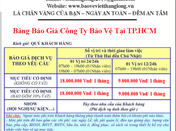 Công Ty Bảo Vệ Việt Thăng Long - Dịch Vụ Bảo Vệ Chuyên Nghiệp 24/7 Tại TP.HCM